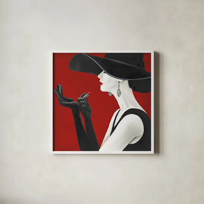 Haute Chapeau Rouge II by Marco Fabiano. Shown in a crisp white glass frame for a clean and minimalist style. Available as an archival giclee rolled canvas, fine art paper, or poster print. SKU 11116a.