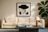 Haute Chapeau Silver by Marco Fabiano. Displayed in a glass frame with matte in a clean modern living room. Available as an archival giclee rolled canvas, fine art paper, or poster print. SKU 96956a.
