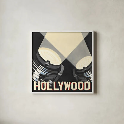 Hollywood by Marco Fabiano. Shown in a crisp white glass frame for a clean and minimalist style. Available as an archival giclee rolled canvas, fine art paper, or poster print. SKU 12600a.