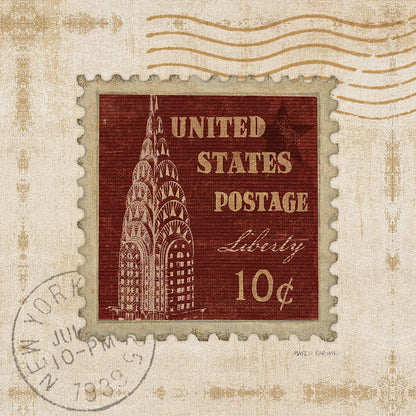 Iconic Stamps II Square by Marco Fabiano. SKU 32912a. Archival Giclee Fine art print for wall decor.