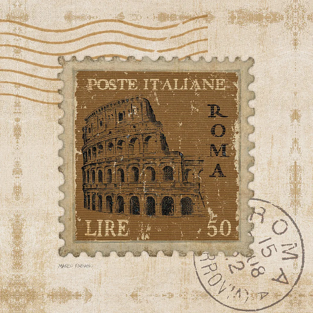 Iconic Stamps III Square by Marco Fabiano. SKU 32910a. Archival Giclee Fine art print for wall decor.