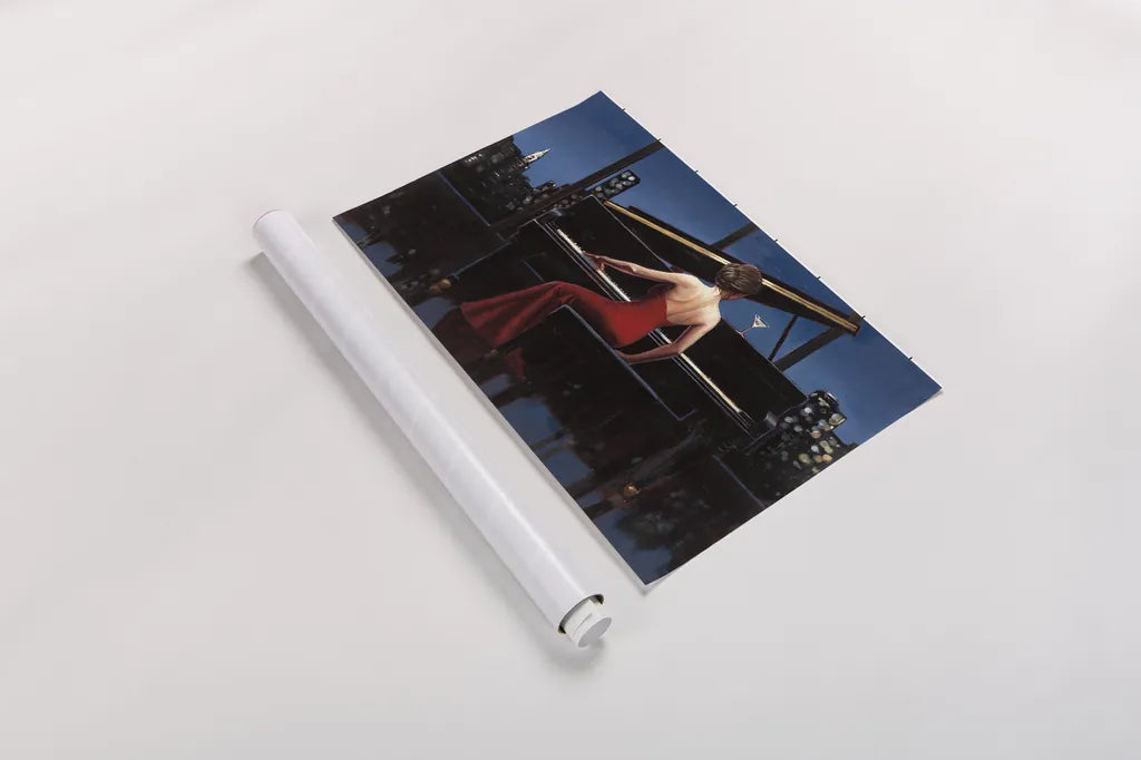 Lady in Red by Marco Fabiano. shown as a rolled paper print. Available as archival giclee rolled canvas, fine art paper, or poster print. SKU 12689i.