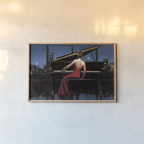 Lady in Red by Marco Fabiano. shown as a paper print in a natural frame. Available as a archival giclee rolled canvas, fine art paper, or poster print. SKU 12689i.