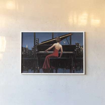 Lady in Red by Marco Fabiano. shown as a paper print in a white frame. Available as a archival giclee rolled canvas, fine art paper, or poster print. SKU 12689i.