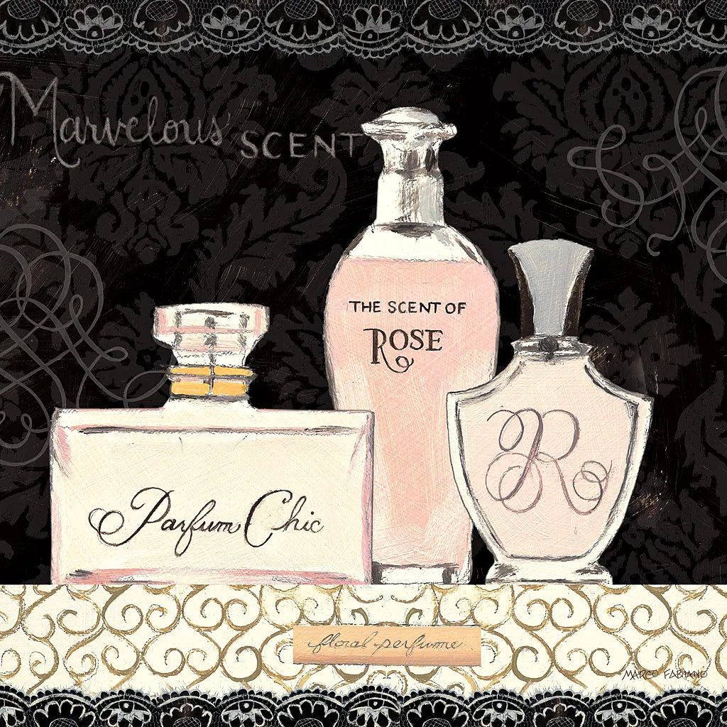 Les Parfums I by Marco Fabiano. SKU 13097a. Archival Giclee Fine art print for wall decor.