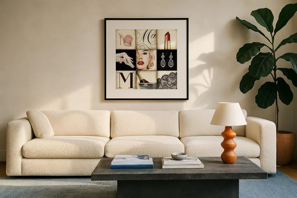 Madison Avenue - Square by Marco Fabiano. Displayed in a glass frame with matte in a clean modern living room. Available as an archival giclee rolled canvas, fine art paper, or poster print. SKU 10599a.