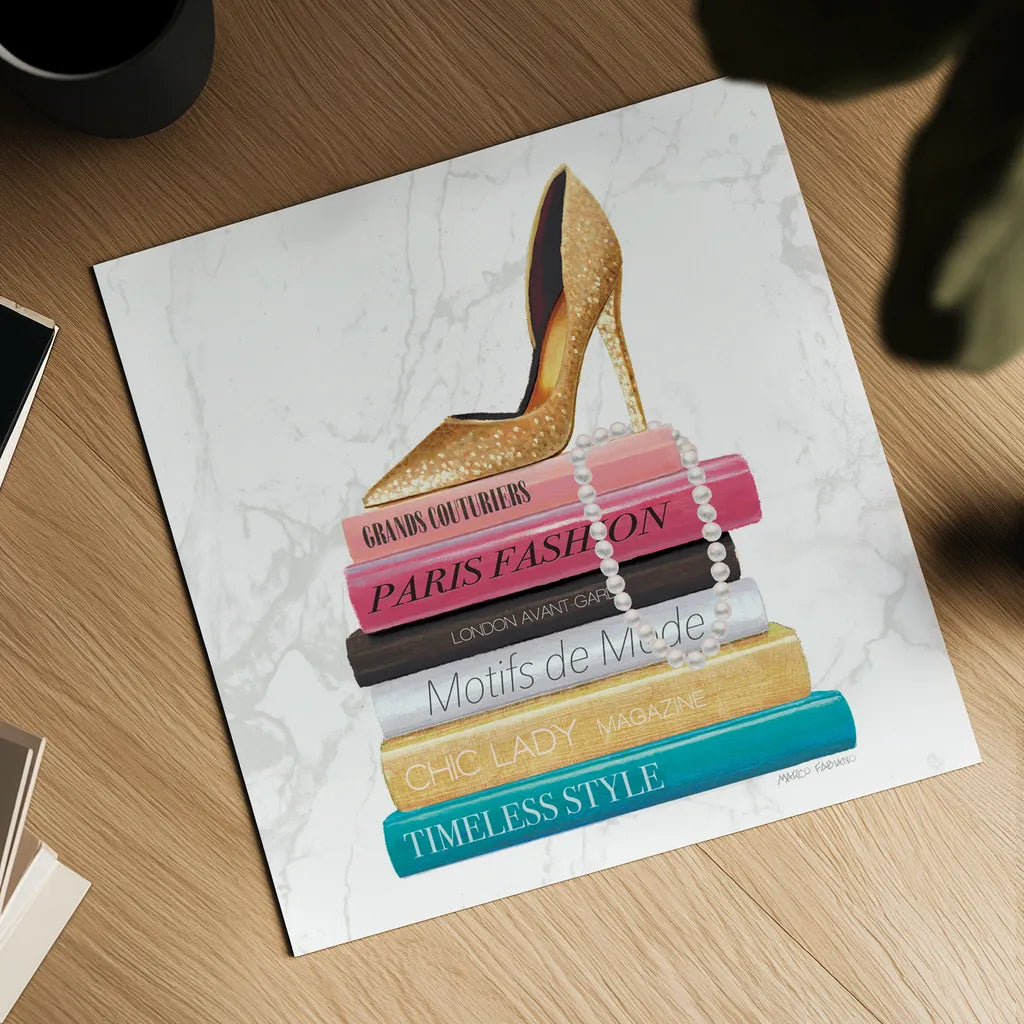 Paris Style II Marble Sq by Marco Fabiano. Shown as a detailed flat fine art print, highlighting archival giclee quality. Available as an archival giclee rolled canvas, fine art paper, or poster print. SKU 69129a.