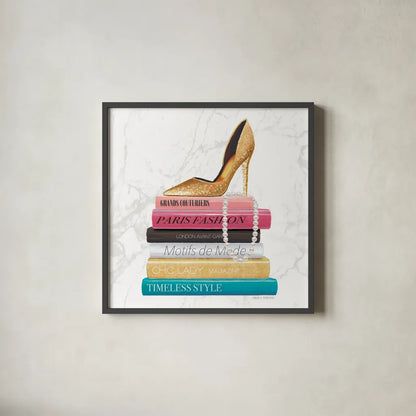 Paris Style II Marble Sq by Marco Fabiano. Shown in a sleek black glass frame for a contemporary gallery look. Available as an archival giclee rolled canvas, fine art paper, or poster print. SKU 69129a.