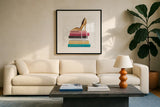 Paris Style II Marble Sq by Marco Fabiano. Displayed in a glass frame with matte in a clean modern living room. Available as an archival giclee rolled canvas, fine art paper, or poster print. SKU 69129a.