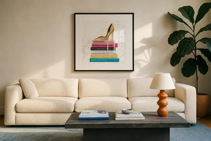Paris Style II Marble Sq by Marco Fabiano. Displayed in a glass frame with matte in a clean modern living room. Available as an archival giclee rolled canvas, fine art paper, or poster print. SKU 69129a.