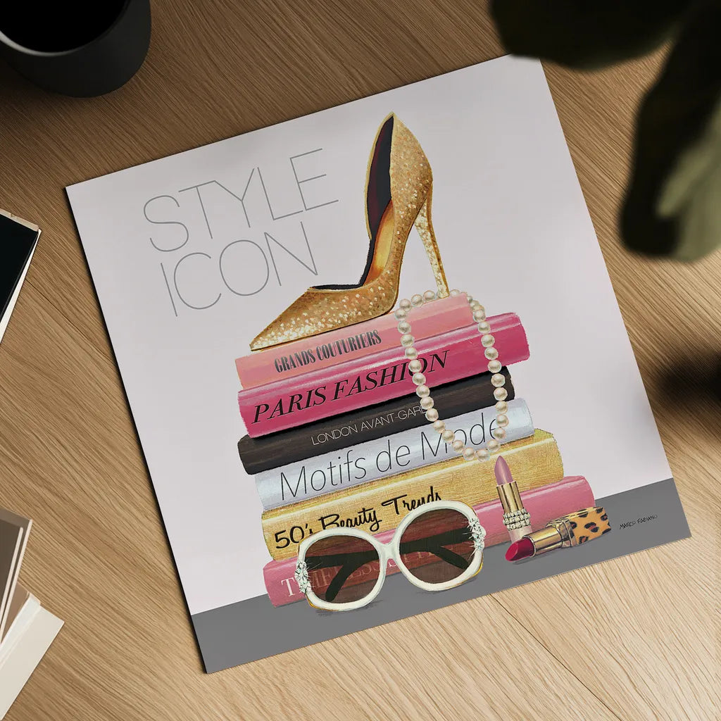 Paris Style II Sq Gold and Black by Marco Fabiano. Shown as a detailed flat fine art print, highlighting archival giclee quality. Available as an archival giclee rolled canvas, fine art paper, or poster print. SKU 18849a.