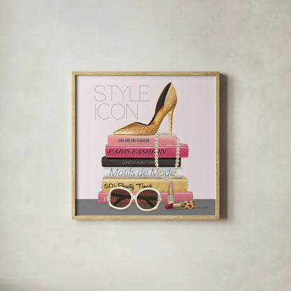 Paris Style II Sq Gold and Black by Marco Fabiano. Shown in a natural wood glass frame for a timeless modern aesthetic. Available as an archival giclee rolled canvas, fine art paper, or poster print. SKU 18849a.