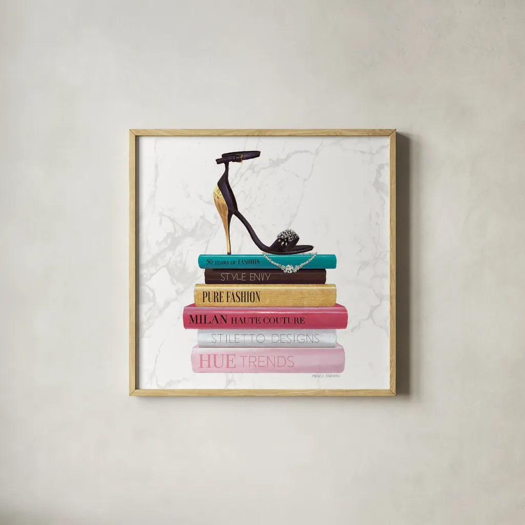 Paris Style III Marble Sq by Marco Fabiano. Shown in a natural wood glass frame for a timeless modern aesthetic. Available as an archival giclee rolled canvas, fine art paper, or poster print. SKU 69130a.