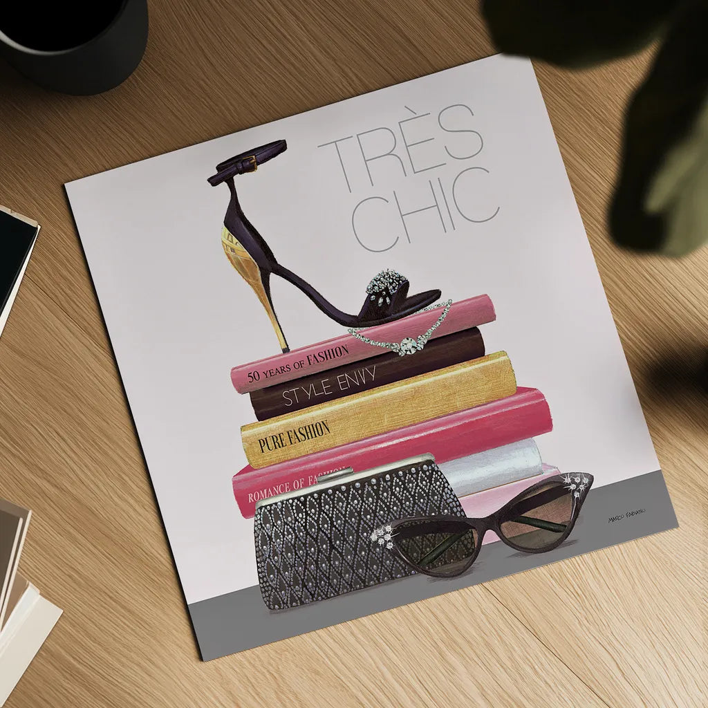 Paris Style III Sq Gold and Black by Marco Fabiano. Shown as a detailed flat fine art print, highlighting archival giclee quality. Available as an archival giclee rolled canvas, fine art paper, or poster print. SKU 18850a.