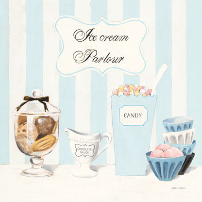 Parlour Shoppe Ice Cream Parlour Square by Marco Fabiano. SKU 32652a. Archival Giclee Fine art print for wall decor.