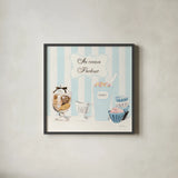Parlour Shoppe Ice Cream Parlour Square by Marco Fabiano. Shown in a sleek black glass frame for a contemporary gallery look. Available as an archival giclee rolled canvas, fine art paper, or poster print. SKU 32652a.