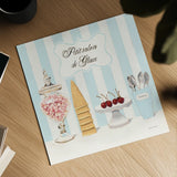 Parlour Shoppe Petit Salon de Glace Square by Marco Fabiano. Shown as a detailed flat fine art print, highlighting archival giclee quality. Available as an archival giclee rolled canvas, fine art paper, or poster print. SKU 32649a.