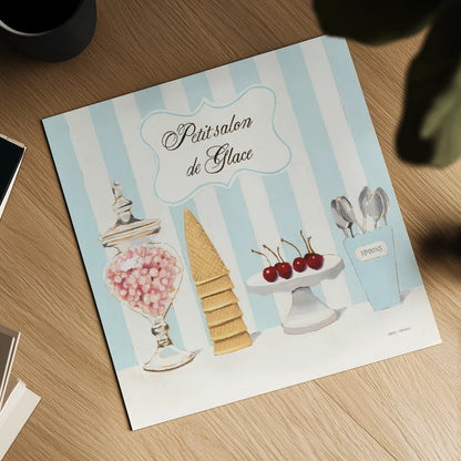 Parlour Shoppe Petit Salon de Glace Square by Marco Fabiano. Shown as a detailed flat fine art print, highlighting archival giclee quality. Available as an archival giclee rolled canvas, fine art paper, or poster print. SKU 32649a.