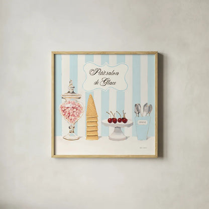 Parlour Shoppe Petit Salon de Glace Square by Marco Fabiano. Shown in a natural wood glass frame for a timeless modern aesthetic. Available as an archival giclee rolled canvas, fine art paper, or poster print. SKU 32649a.