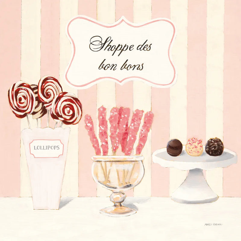 Parlour Shoppe Shoppe des Bon Bons Square by Marco Fabiano. SKU 32650a. Archival Giclee Fine art print for wall decor.