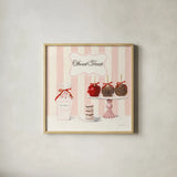 Parlour Shoppe Sweet Treats Square by Marco Fabiano. Shown in a natural wood glass frame for a timeless modern aesthetic. Available as an archival giclee rolled canvas, fine art paper, or poster print. SKU 32651a.