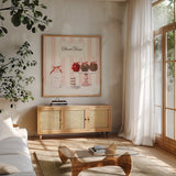 Parlour Shoppe Sweet Treats Square by Marco Fabiano. Shown in a natural wood frame in a cozy modern living room. Available as an archival giclee rolled canvas, fine art paper, or poster print. SKU 32651a.