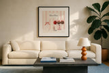 Parlour Shoppe Sweet Treats Square by Marco Fabiano. Displayed in a glass frame with matte in a clean modern living room. Available as an archival giclee rolled canvas, fine art paper, or poster print. SKU 32651a.