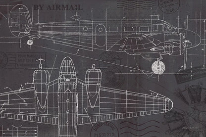 Plane Blueprint I by Marco Fabiano. SKU 13661i. Archival Giclee Fine art print for wall decor.