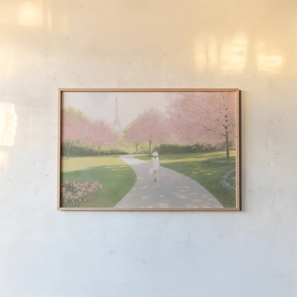 Printemps a Paris II by Marco Fabiano. shown as a paper print in a natural frame. Available as a archival giclee rolled canvas, fine art paper, or poster print. SKU 56479i.
