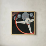 RPM I No Words Red by Marco Fabiano. Shown in a natural wood glass frame for a timeless modern aesthetic. Available as an archival giclee rolled canvas, fine art paper, or poster print. SKU 53148a.