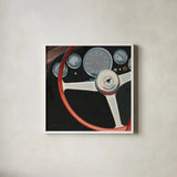 RPM I No Words Red by Marco Fabiano. Shown in a crisp white glass frame for a clean and minimalist style. Available as an archival giclee rolled canvas, fine art paper, or poster print. SKU 53148a.