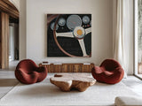 RPM I Route 66 Words by Marco Fabiano. Shown as extra-large giant wall art in a modern living room. Available as an archival giclee rolled canvas, fine art paper, or poster print. SKU 32940a.