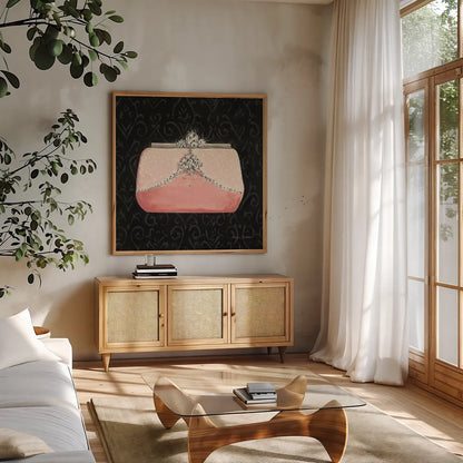 Samanthas Boudoir II by Marco Fabiano. Shown in a natural wood frame in a cozy modern living room. Available as an archival giclee rolled canvas, fine art paper, or poster print. SKU 10747a.