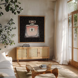 Samanthas Boudoir III by Marco Fabiano. Shown in a natural wood frame in a cozy modern living room. Available as an archival giclee rolled canvas, fine art paper, or poster print. SKU 10748a.