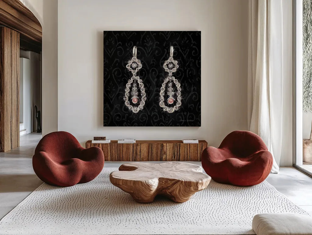 Samanthas Boudoir IV by Marco Fabiano. Shown as extra-large giant wall art in a modern living room. Available as an archival giclee rolled canvas, fine art paper, or poster print. SKU 10749a.