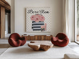 Simply Splendid II by Marco Fabiano. Shown as extra-large giant wall art in a modern living room. Available as an archival giclee rolled canvas, fine art paper, or poster print. SKU 46469a.