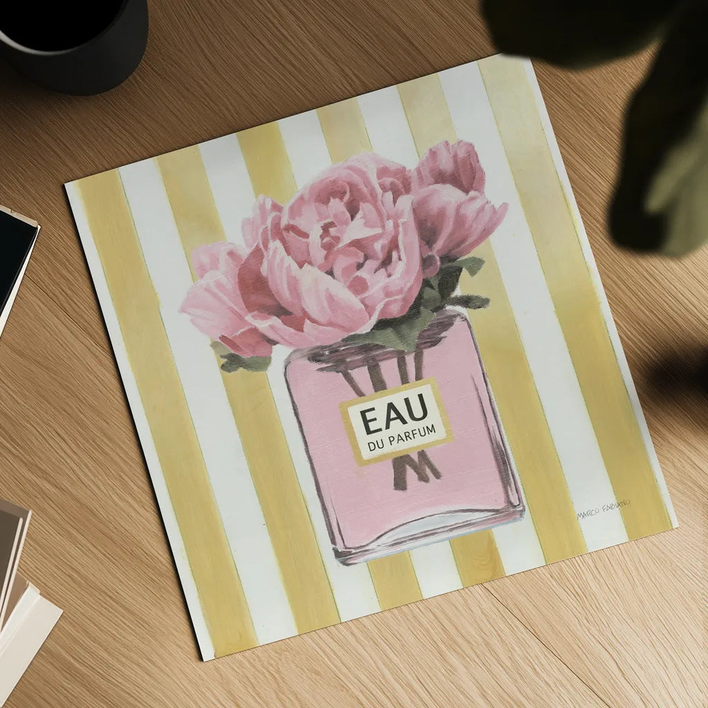 Simply Splendid Perfume by Marco Fabiano. Shown as a detailed flat fine art print, highlighting archival giclee quality. Available as an archival giclee rolled canvas, fine art paper, or poster print. SKU 69126a.