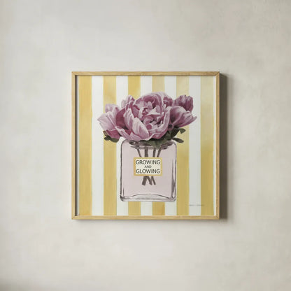 Simply Splendid Perfume v2 by Marco Fabiano. Shown in a natural wood glass frame for a timeless modern aesthetic. Available as an archival giclee rolled canvas, fine art paper, or poster print. SKU 99188a.