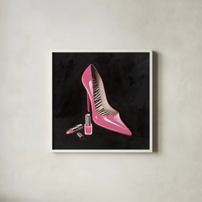 The Pink Shoe I Crop by Marco Fabiano. Shown in a crisp white glass frame for a clean and minimalist style. Available as an archival giclee rolled canvas, fine art paper, or poster print. SKU 59164a.