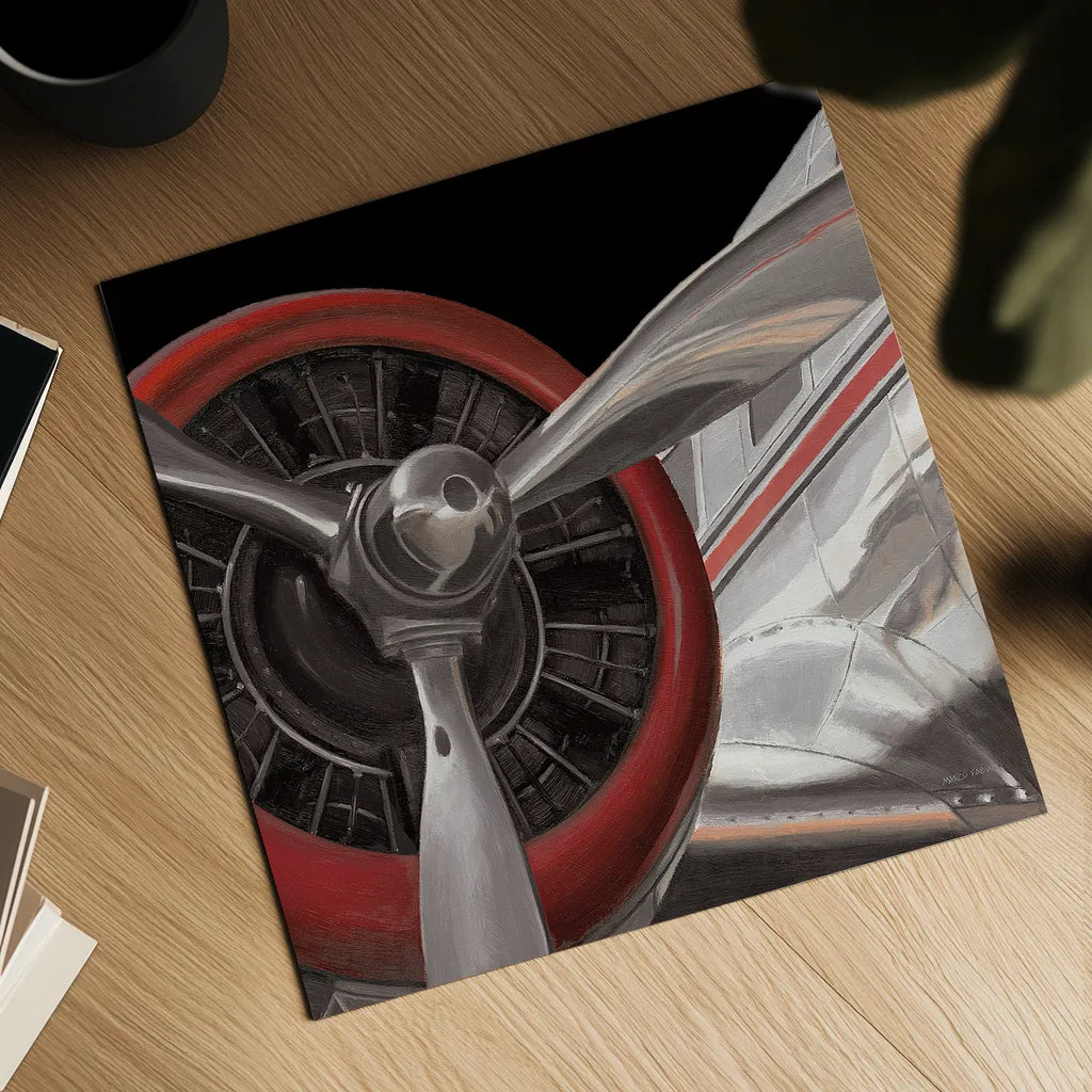 Travel by Air Dark II by Marco Fabiano. Shown as a detailed flat fine art print, highlighting archival giclee quality. Available as an archival giclee rolled canvas, fine art paper, or poster print. SKU 14266a.