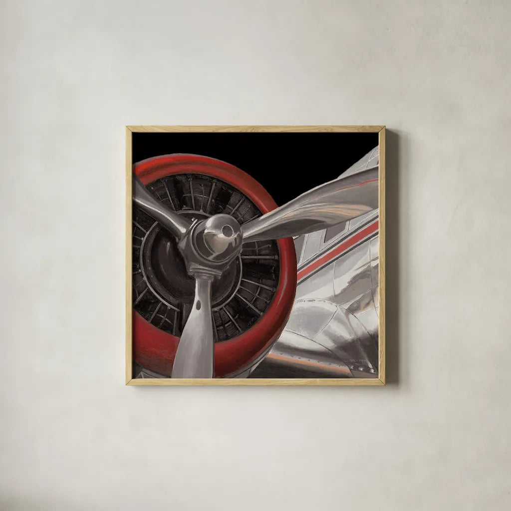 Travel by Air Dark II by Marco Fabiano. Shown in a natural wood glass frame for a timeless modern aesthetic. Available as an archival giclee rolled canvas, fine art paper, or poster print. SKU 14266a.