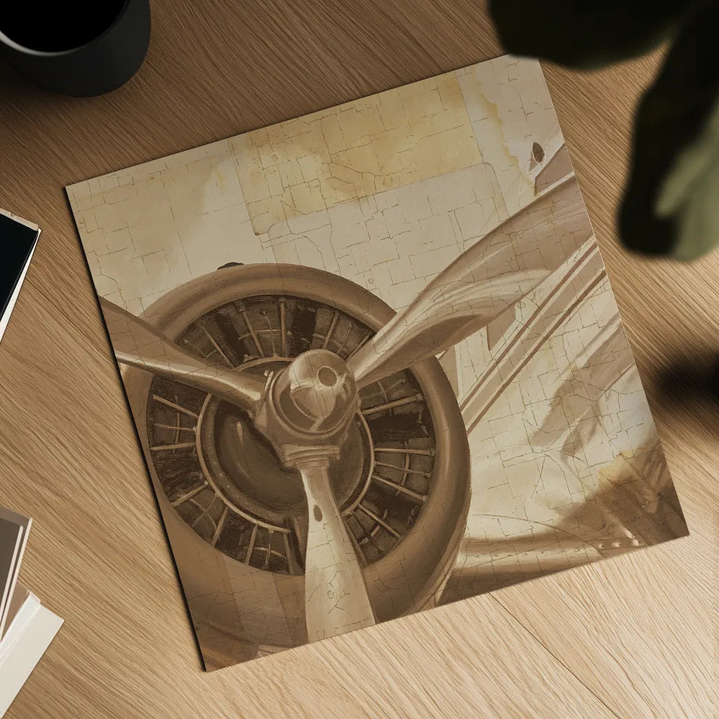 Travel by Air II Sepia No Words by Marco Fabiano. Shown as a detailed flat fine art print, highlighting archival giclee quality. Available as an archival giclee rolled canvas, fine art paper, or poster print. SKU 33822a.