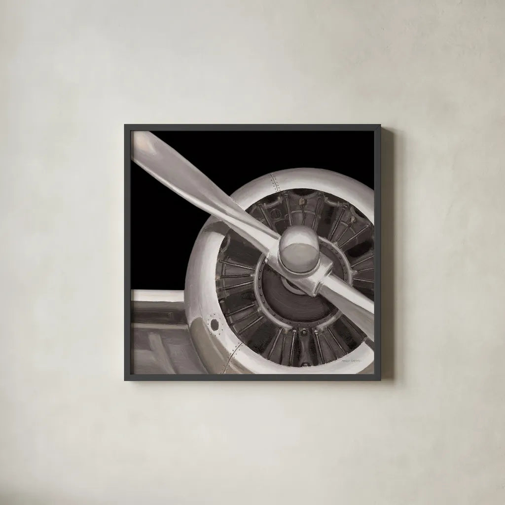 Travel by Air III Dark by Marco Fabiano. Shown in a sleek black glass frame for a contemporary gallery look. Available as an archival giclee rolled canvas, fine art paper, or poster print. SKU 14267a.