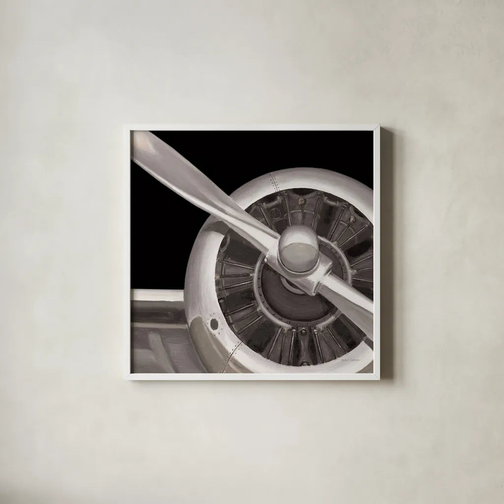 Travel by Air III Dark by Marco Fabiano. Shown in a crisp white glass frame for a clean and minimalist style. Available as an archival giclee rolled canvas, fine art paper, or poster print. SKU 14267a.