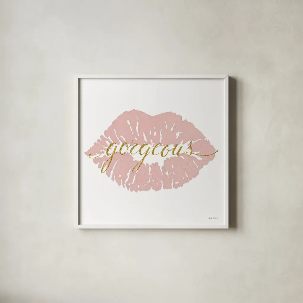 Wake Up and Make Up V by Marco Fabiano. Shown in a crisp white glass frame for a clean and minimalist style. Available as an archival giclee rolled canvas, fine art paper, or poster print. SKU 46226a.