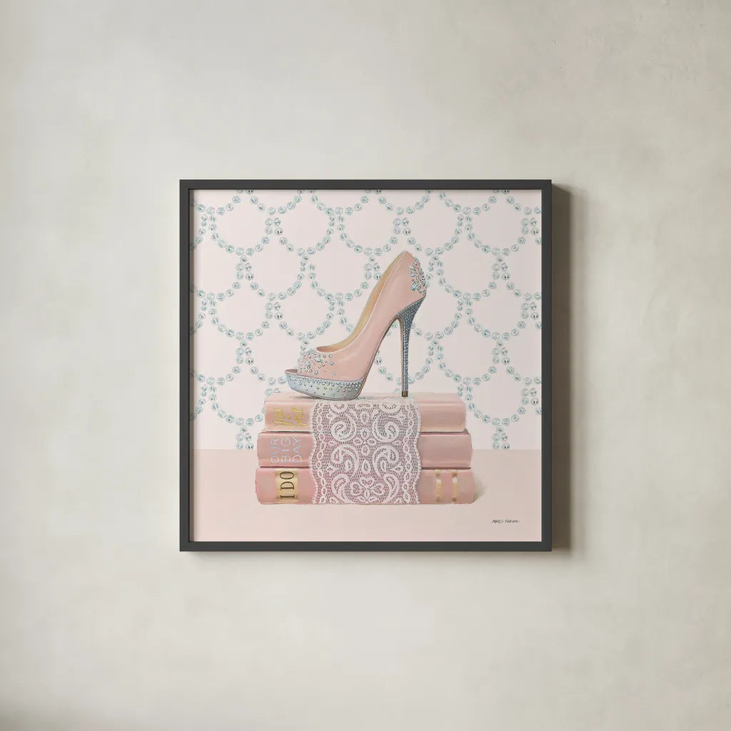 Wedding Glamour I by Marco Fabiano. Shown in a sleek black glass frame for a contemporary gallery look. Available as an archival giclee rolled canvas, fine art paper, or poster print. SKU 39379a.