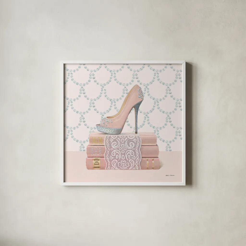 Wedding Glamour I by Marco Fabiano. Shown in a crisp white glass frame for a clean and minimalist style. Available as an archival giclee rolled canvas, fine art paper, or poster print. SKU 39379a.