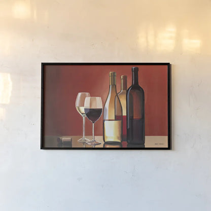 Wine Trio by Marco Fabiano. shown as a paper print in a black flame. Available as a archival giclee rolled canvas, fine art paper, or poster print. SKU 11842i.