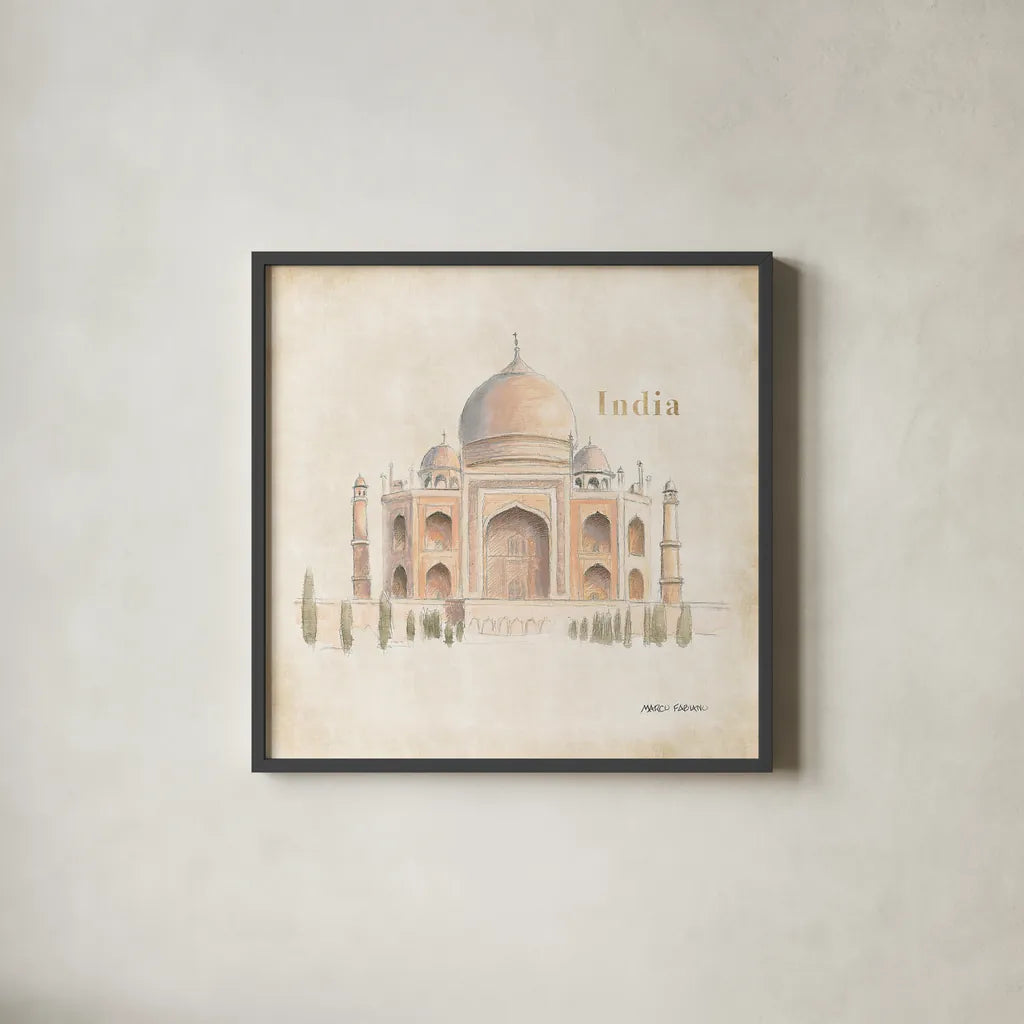 World Trekker IV by Marco Fabiano. Shown in a sleek black glass frame for a contemporary gallery look. Available as an archival giclee rolled canvas, fine art paper, or poster print. SKU 37230a.