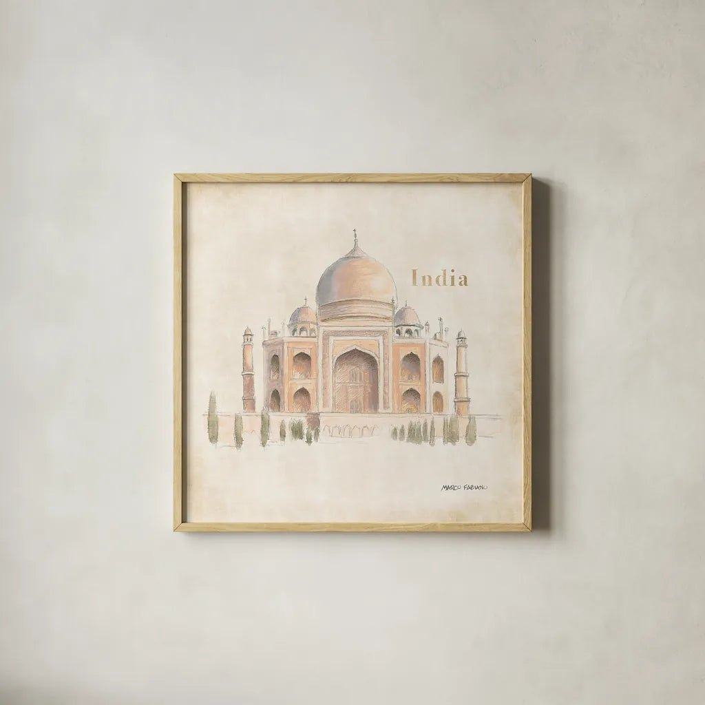 World Trekker IV by Marco Fabiano. Shown in a natural wood glass frame for a timeless modern aesthetic. Available as an archival giclee rolled canvas, fine art paper, or poster print. SKU 37230a.